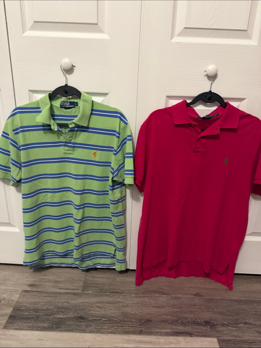 Polo by Ralph Lauren  Green & Blue Striped Polo + Pink Solid Polo (2-Pack)